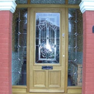 wooden front door pre glazed