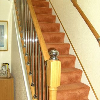 wood and metal stair banisters