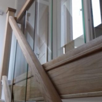 wood and glass stairs